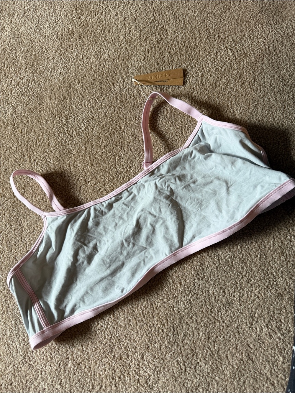 SKIMS Light Pink Trim Cotton Bralette scoop neck bralette - Women's Intimates